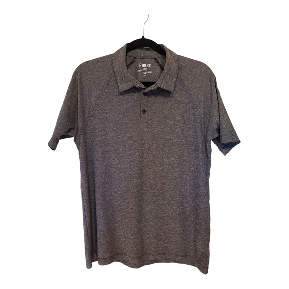 Rhone Gray sports Performance Polo Medium Mens Space Dye Golf Athletic - Picture 1 of 8